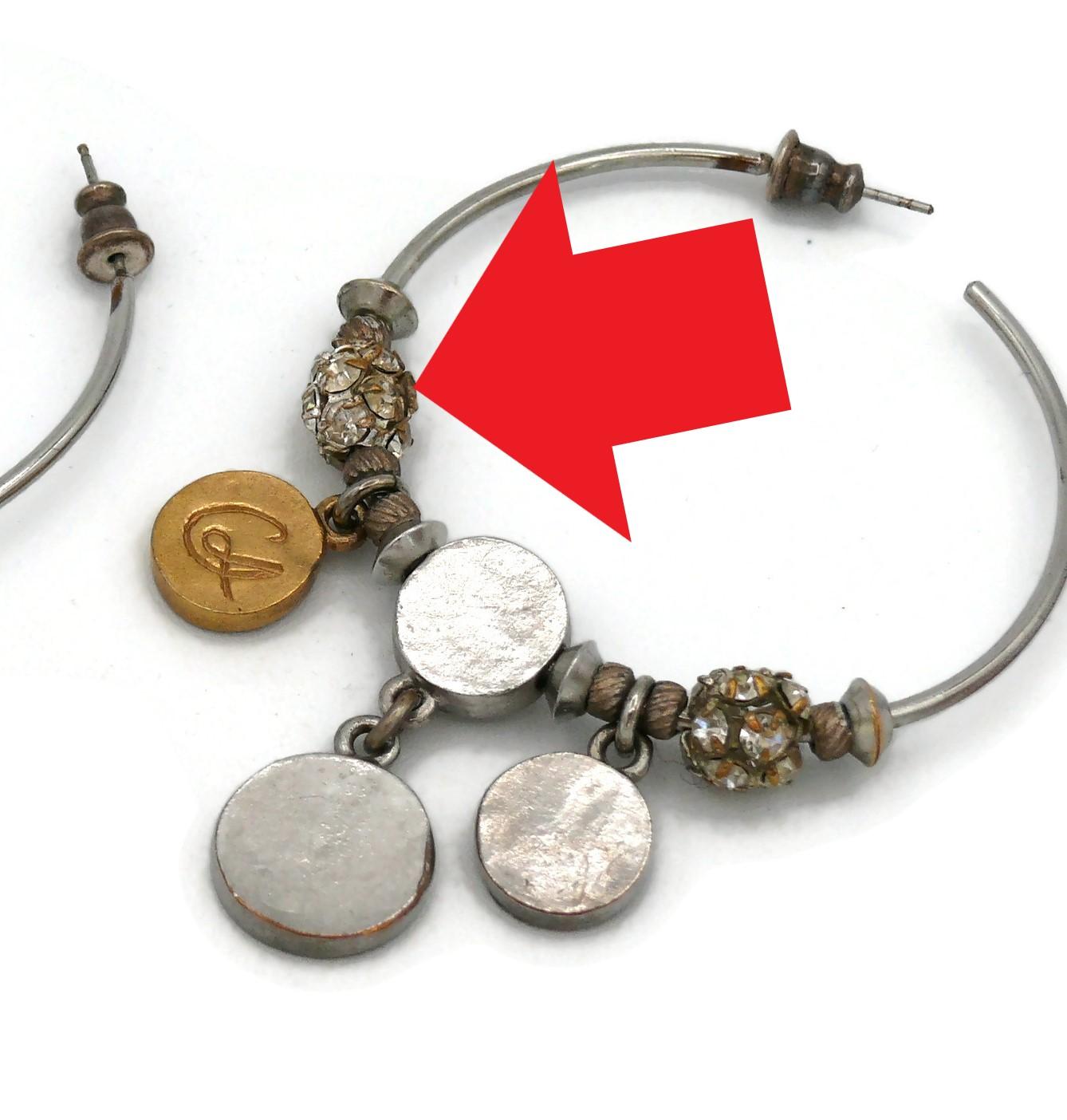 CHRISTIAN LACROIX Vintage Charm Hoop Earrings For Sale 15