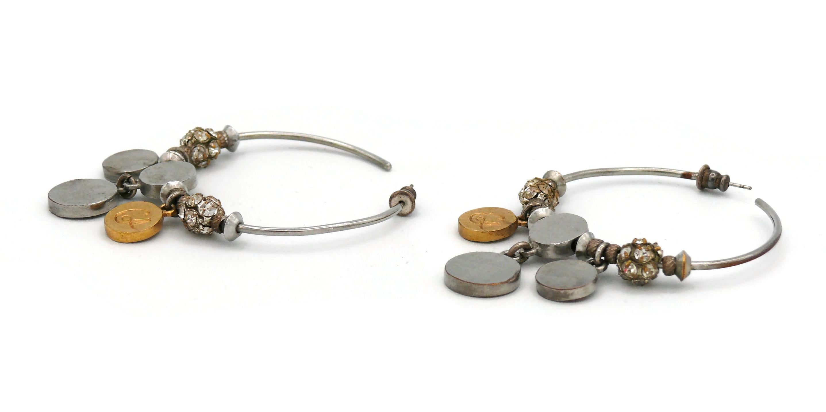 CHRISTIAN LACROIX Vintage Charm Hoop Earrings For Sale 3