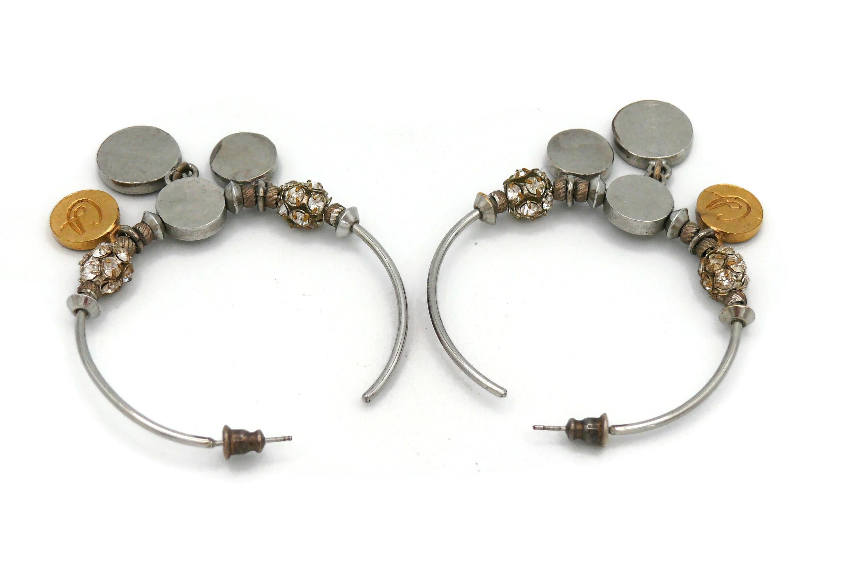 CHRISTIAN LACROIX Vintage Charm Hoop Earrings For Sale 4