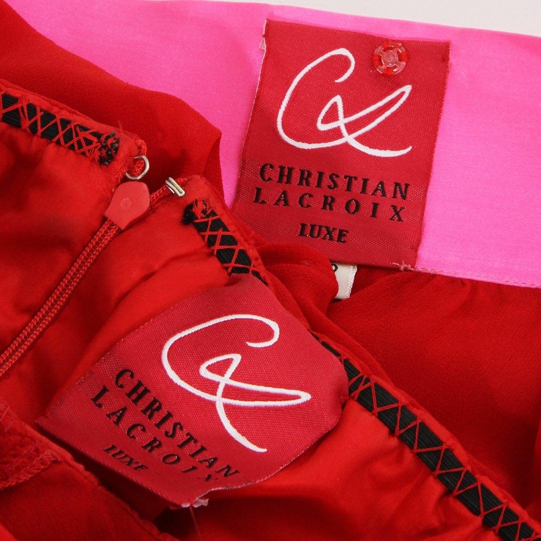 Red Christian Lacroix Vintage Chiffon Dress 