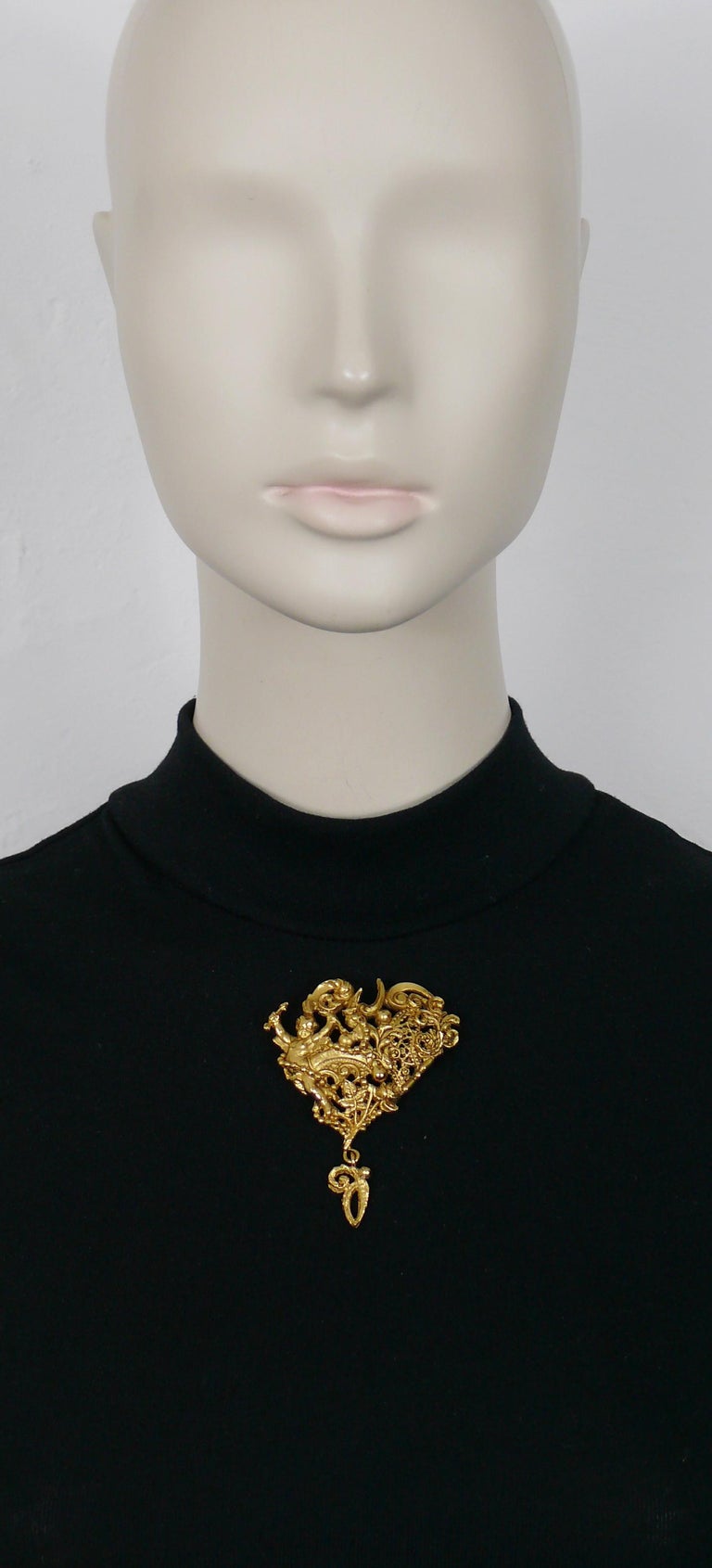 CHRISTIAN LACROIX Vintage Comedie Francaise Baroque Heart Brooch For