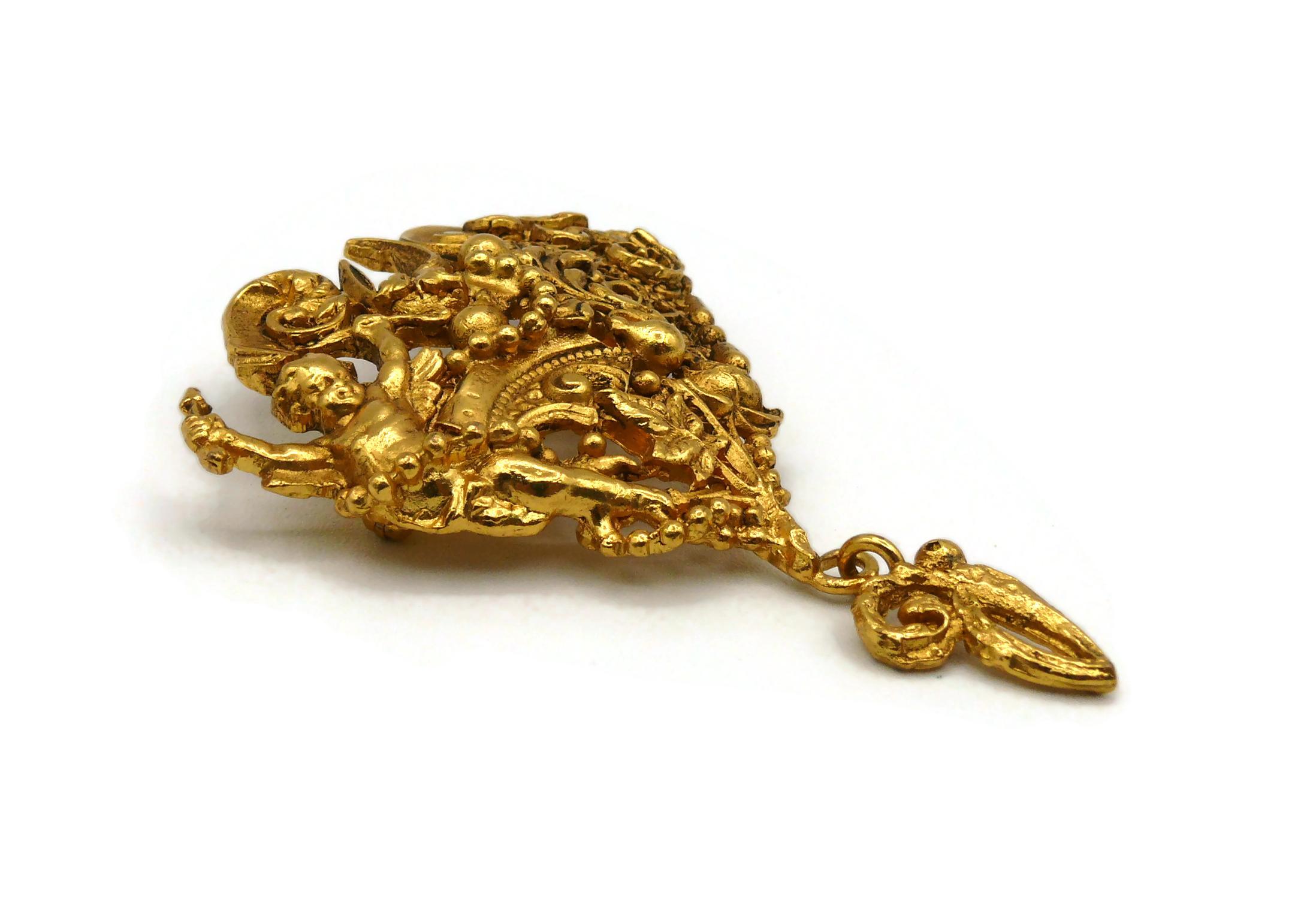 CHRISTIAN LACROIX Vintage Comedie Francaise Baroque Heart Brooch In Excellent Condition For Sale In Nice, FR