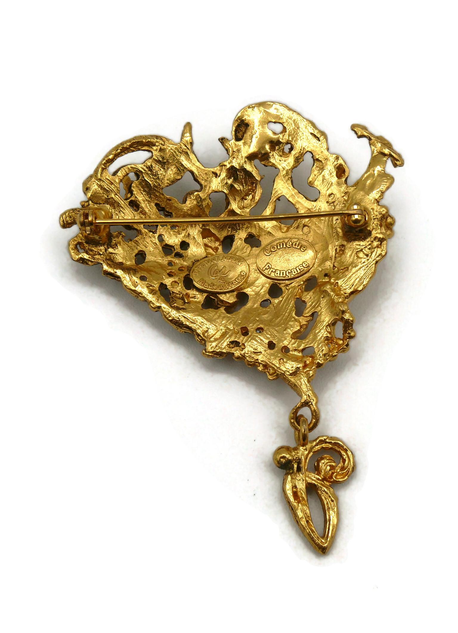 CHRISTIAN LACROIX Vintage Comedie Francaise Baroque Heart Brooch For Sale 2