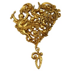 CHRISTIAN LACROIX Vintage Comedie Francaise Baroque Heart Brooch