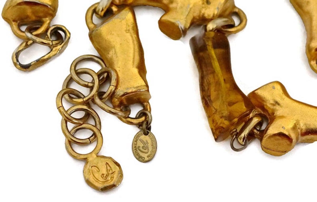 Women's CHRISTIAN LACROIX Vintage Coral Gold Amber Lucite Necklace For Sale