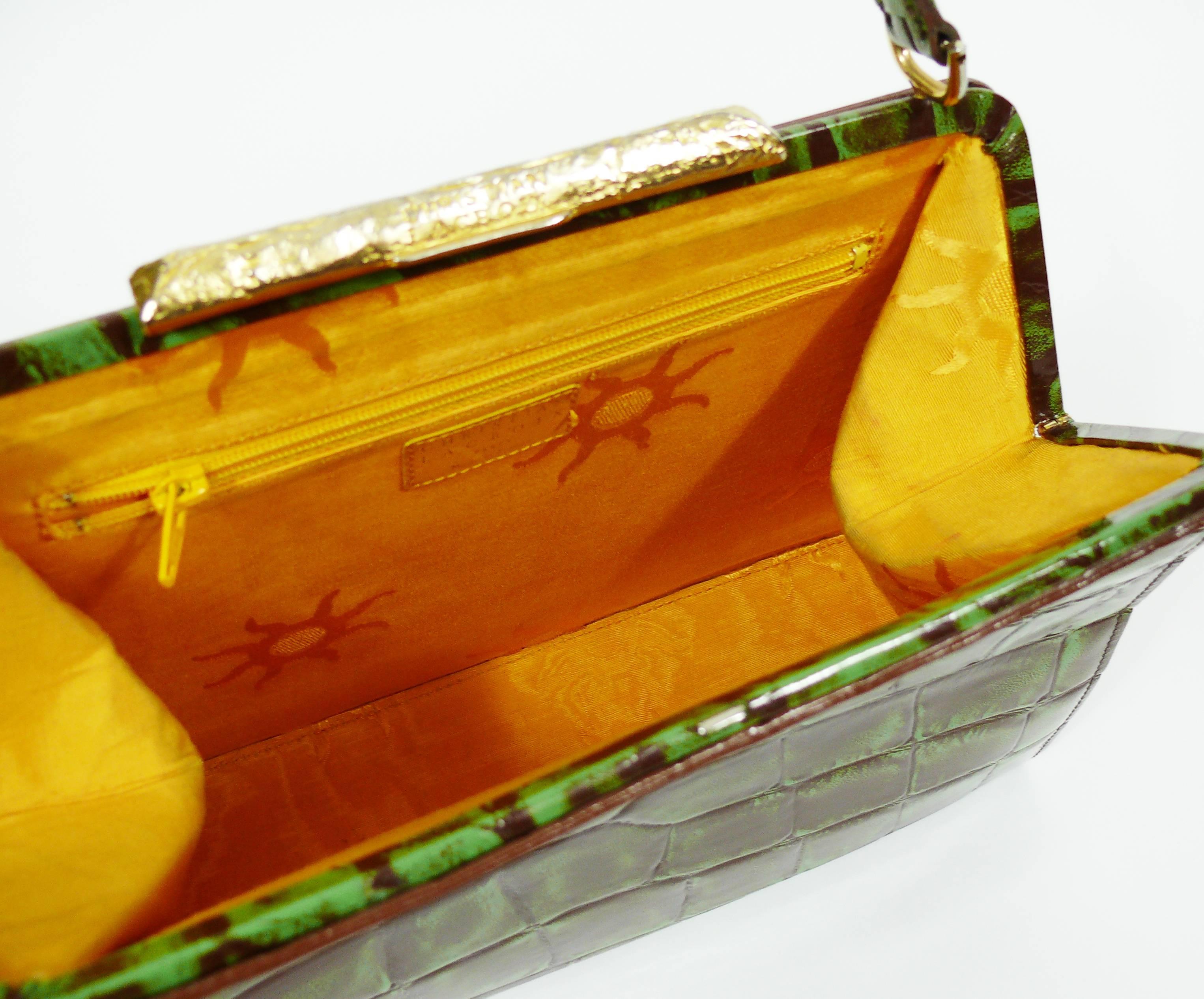 Christian Lacroix Vintage Handtasche mit Krokodillederprägung 7