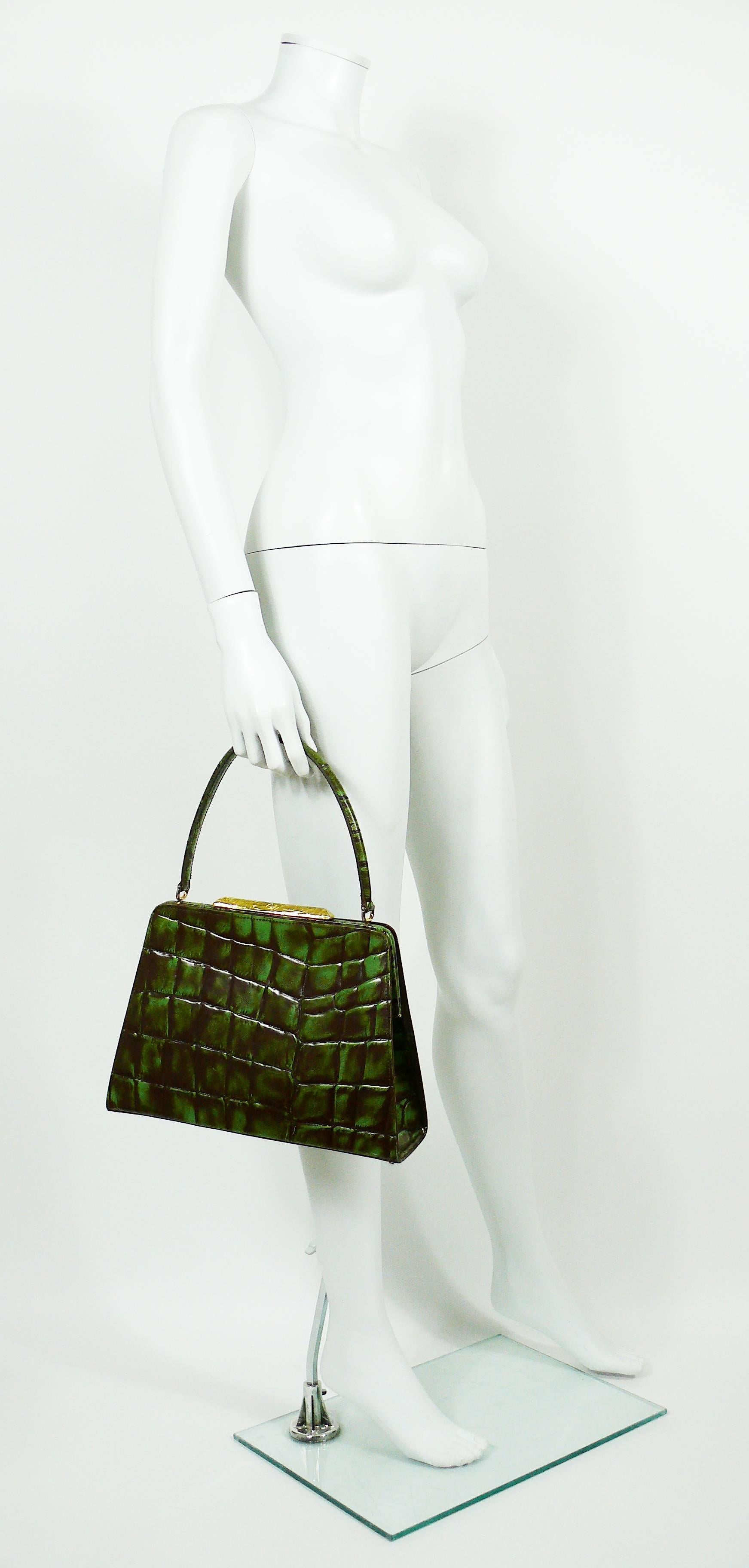 Christian Lacroix Vintage Handtasche mit Krokodillederprägung im Zustand „Gut“ in Nice, FR