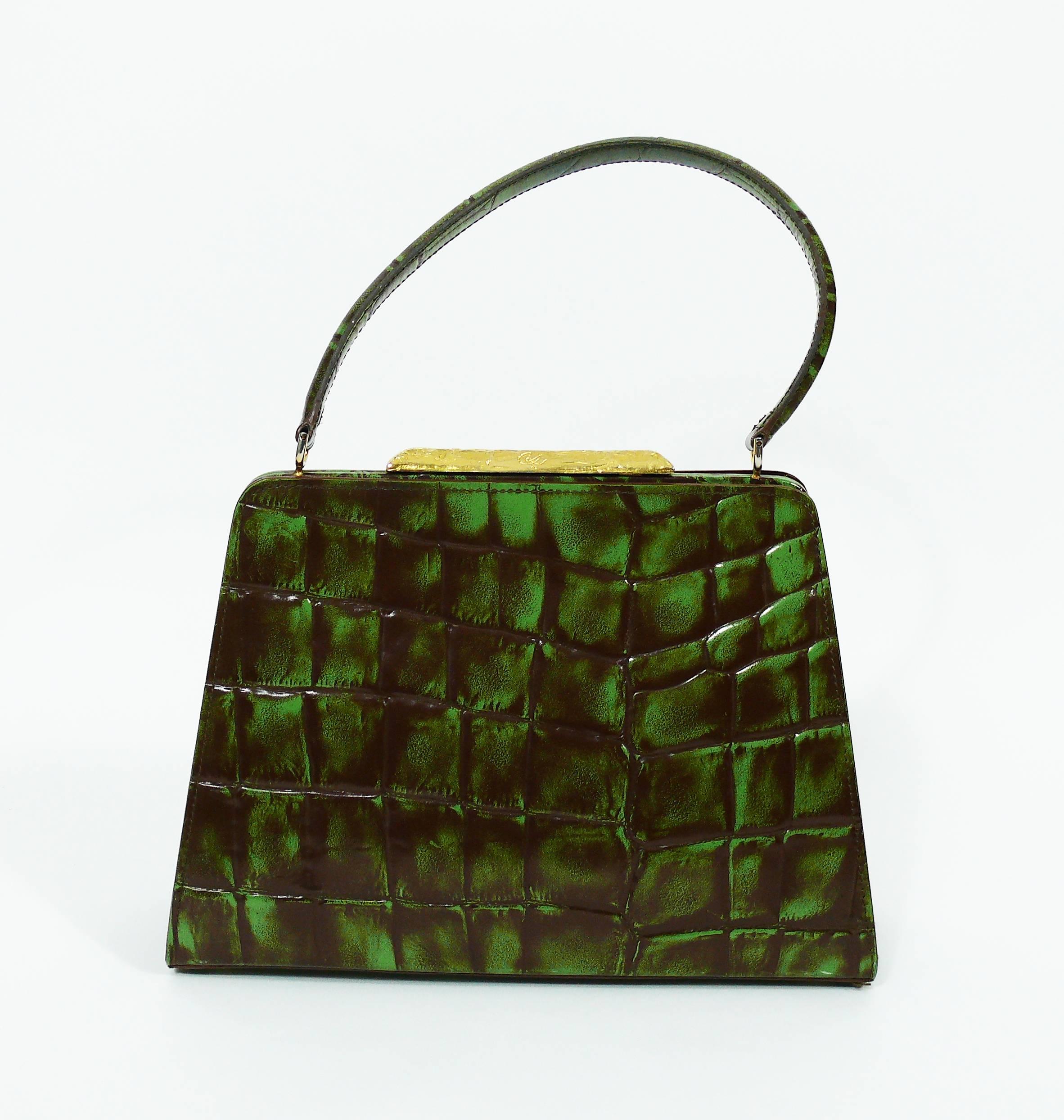 Christian Lacroix Vintage Handtasche mit Krokodillederprägung 1