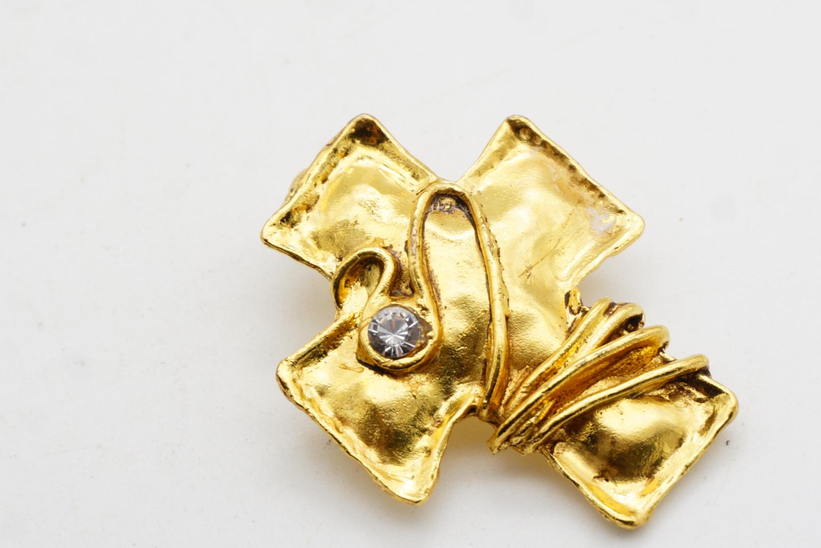 Christian Lacroix Croce Vintage Blu Rosa Verde Cristalli Argento Spilla Ciondolo in vendita 6