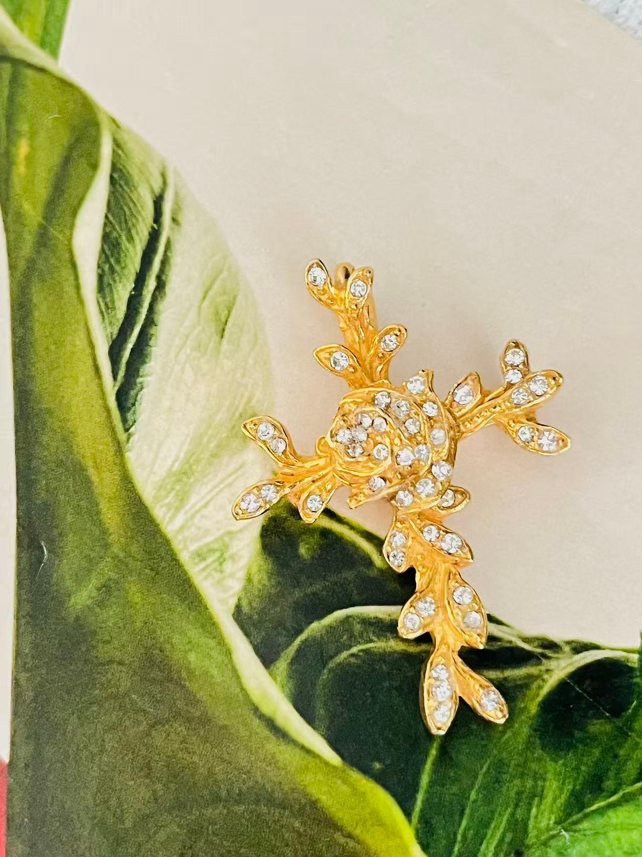 Christian Lacroix Vintage Cross Crystals Rose Flower Leaf Whole