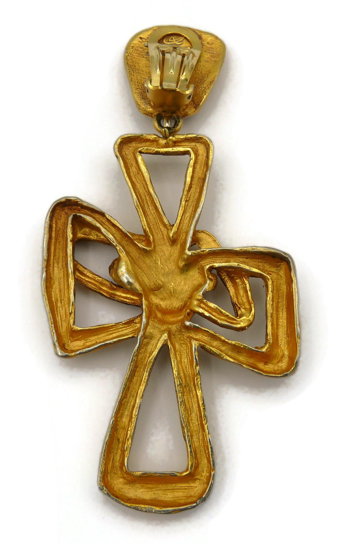 CHRISTIAN LACROIX Vintage Cross Dangling Earrings 5