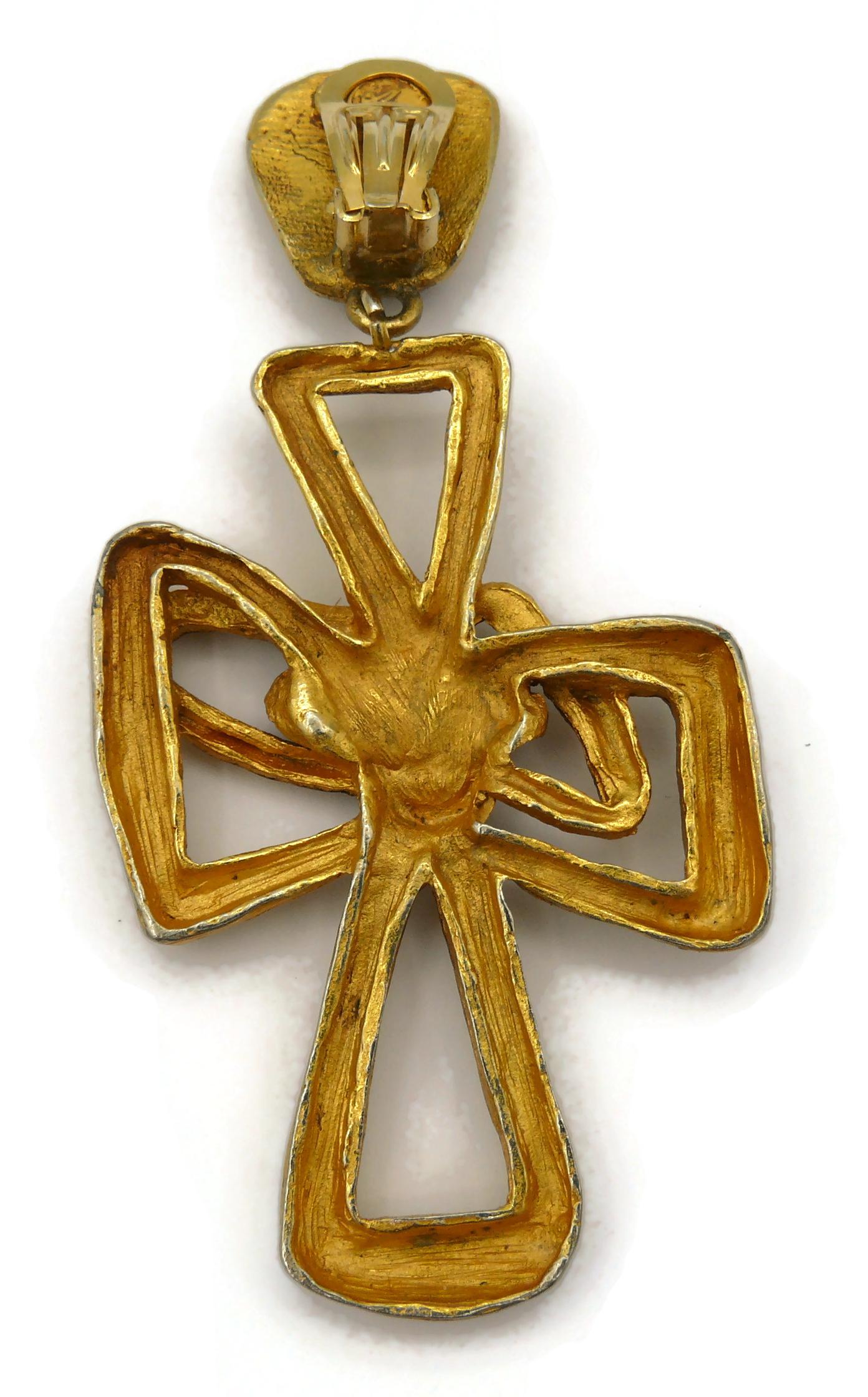 CHRISTIAN LACROIX Vintage Cross Dangling Earrings 4