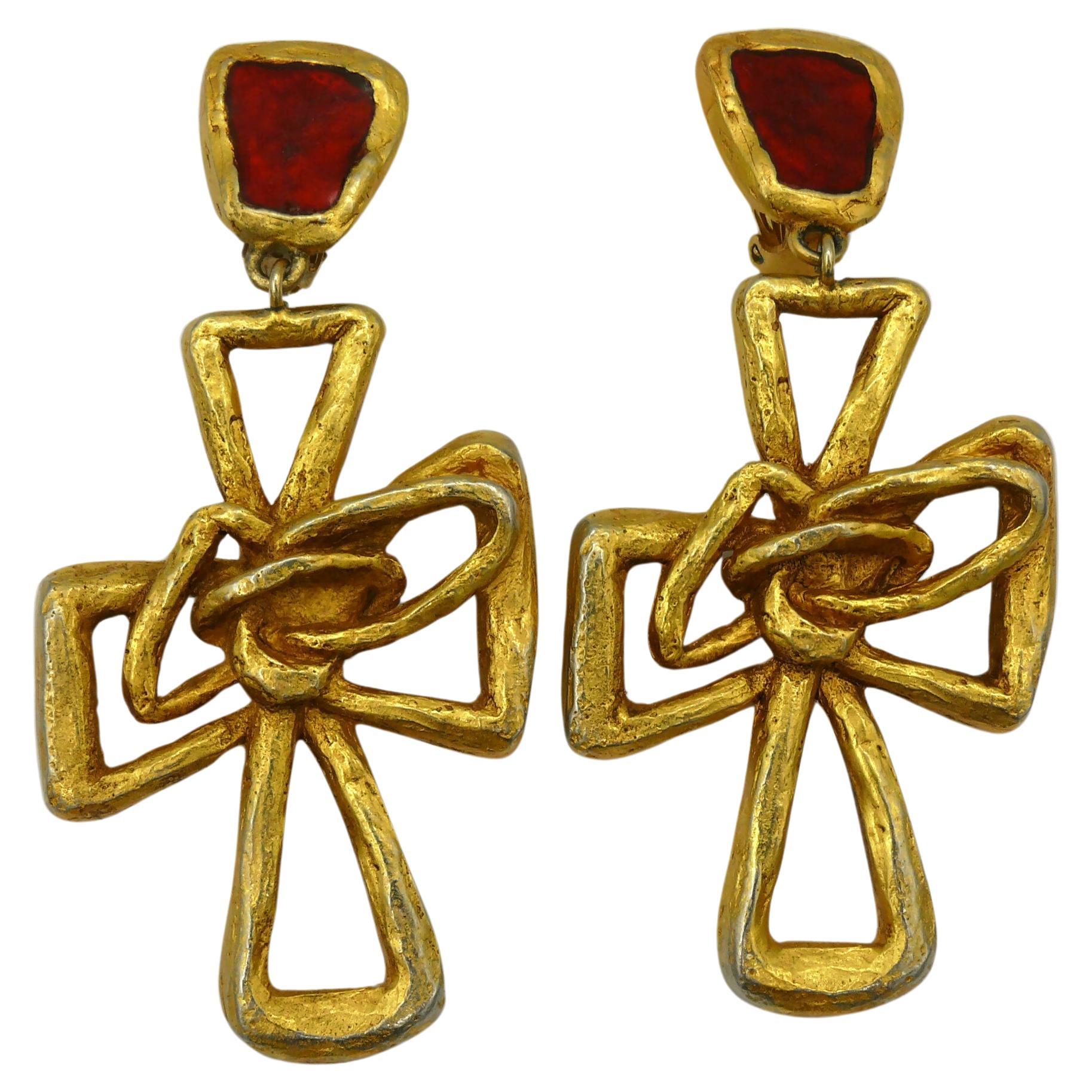 CHRISTIAN LACROIX Vintage Cross Dangling Earrings