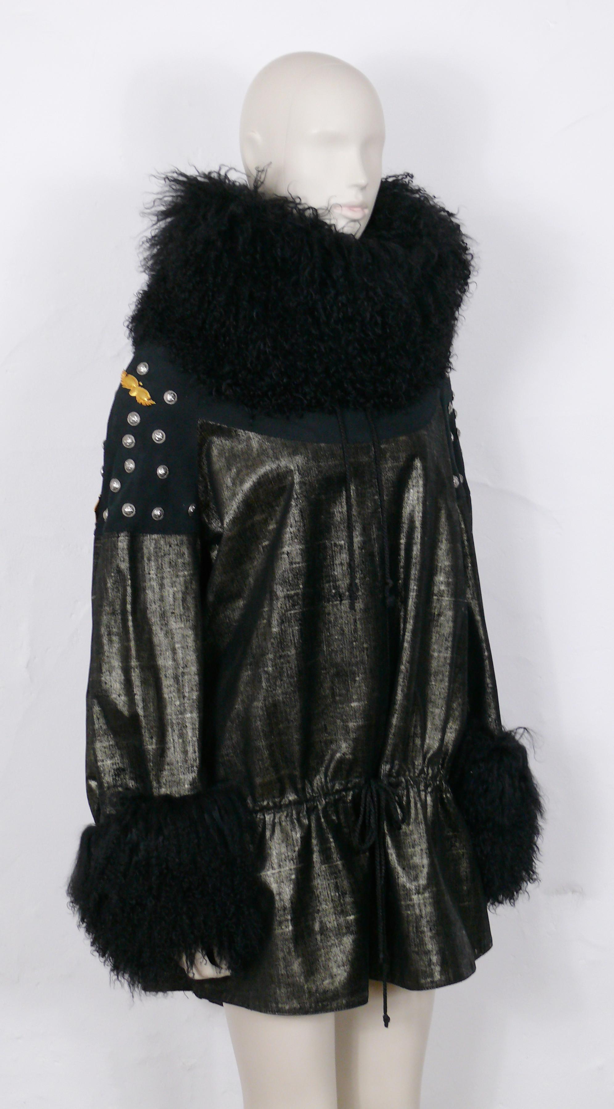 Black Christian Lacroix Vintage Embellished Poncho Coat For Sale