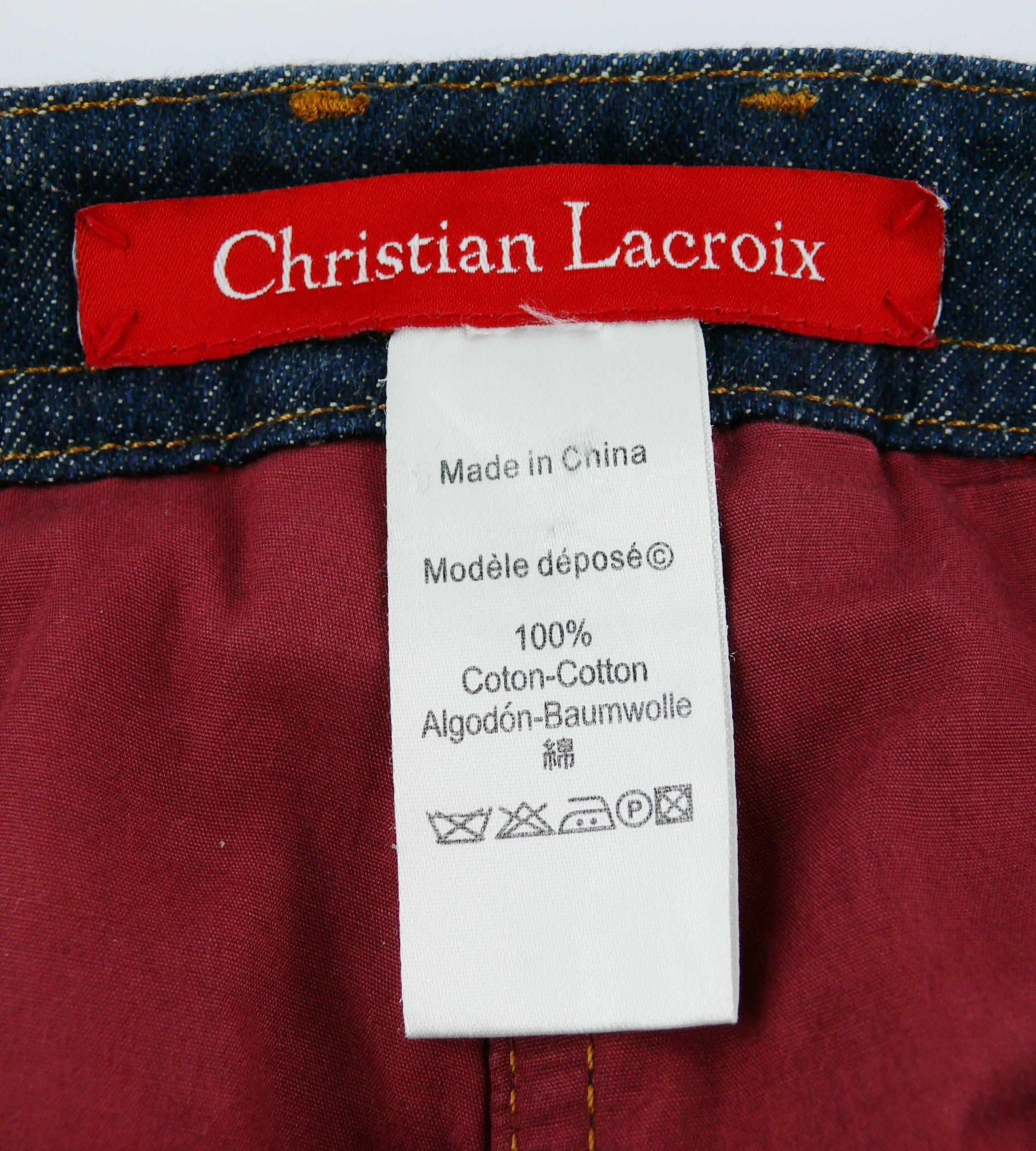 Christian Lacroix Vintage Embroidered Denim Blazer and Cropped Pants Trousers For Sale 3