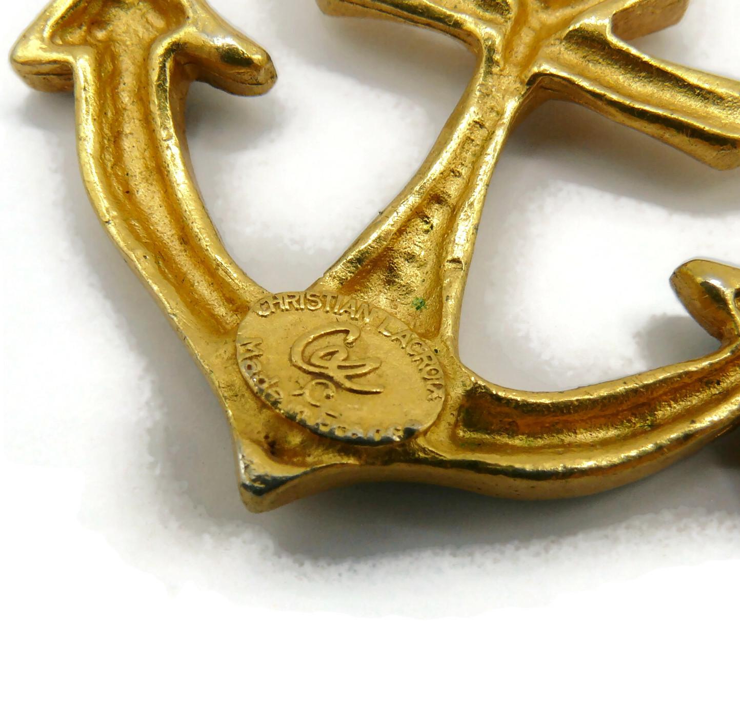 CHRISTIAN LACROIX Vintage Enamel Anchor Pendant Necklace For Sale 5