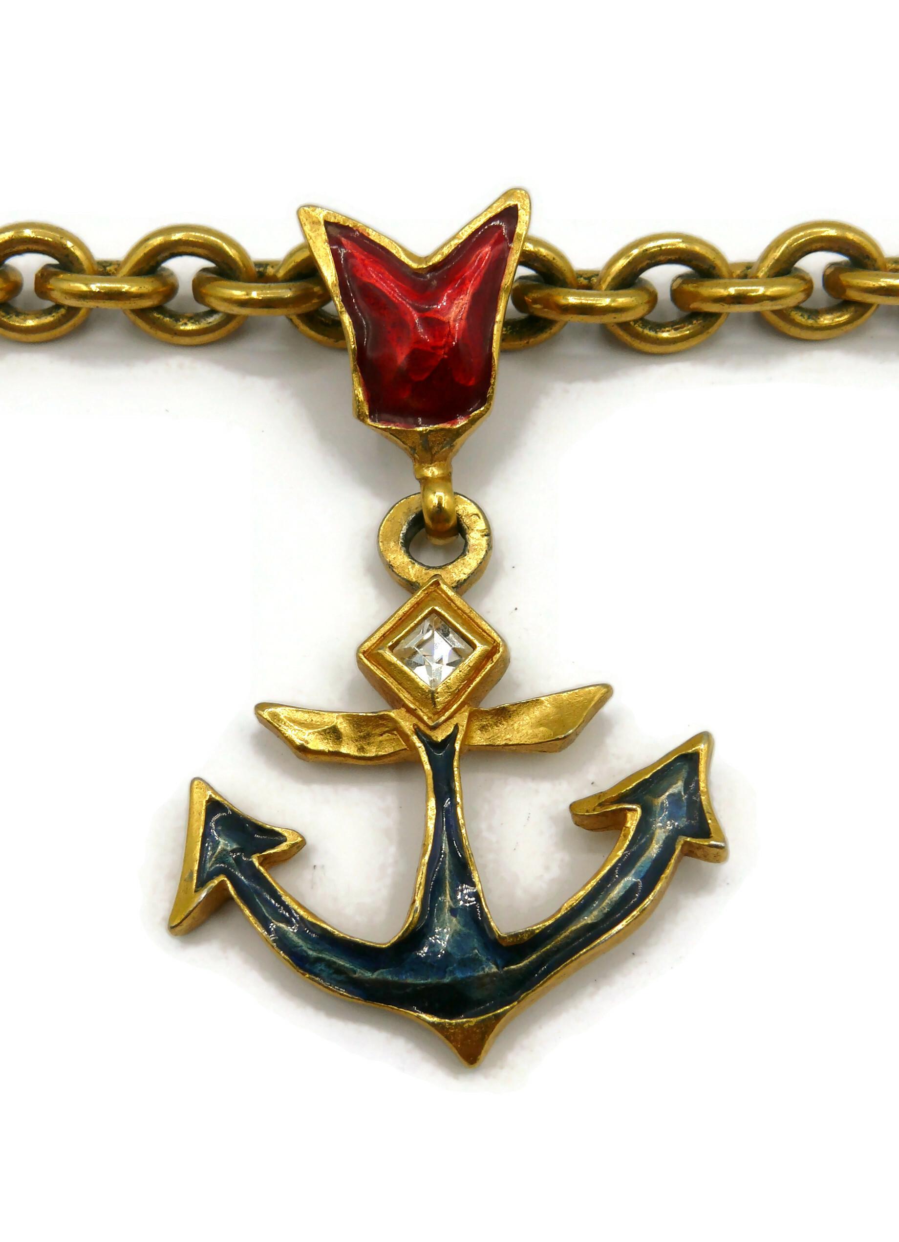 Women's CHRISTIAN LACROIX Vintage Enamel Anchor Pendant Necklace For Sale