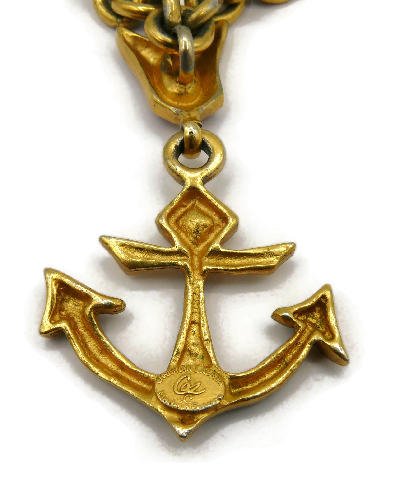 CHRISTIAN LACROIX Vintage Enamel Anchor Pendant Necklace For Sale 4