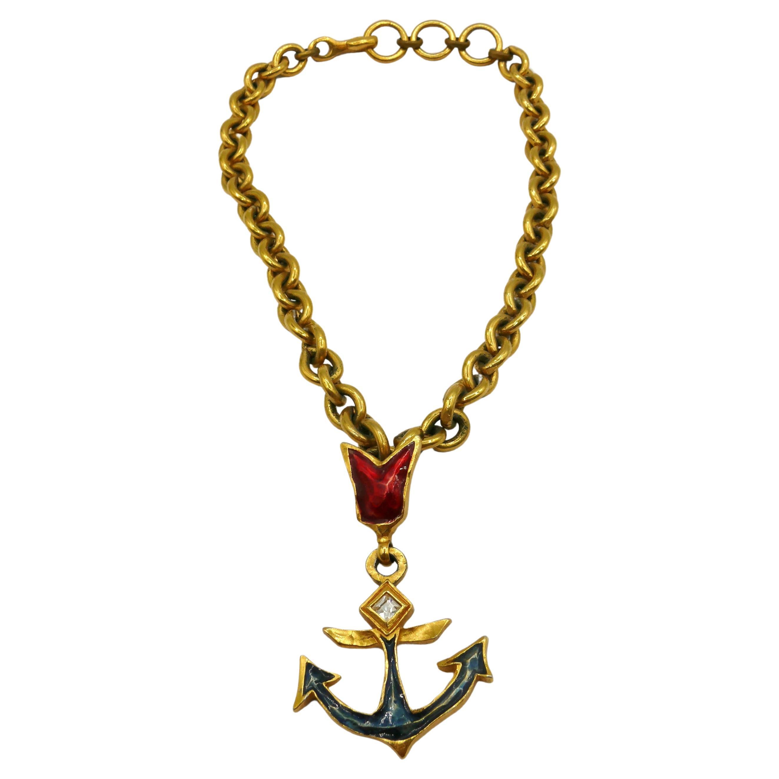 CHRISTIAN LACROIX Vintage Enamel Anchor Pendant Necklace