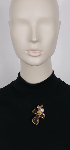CHRISTIAN LACROIX Vintage Enamel Cross Brooch