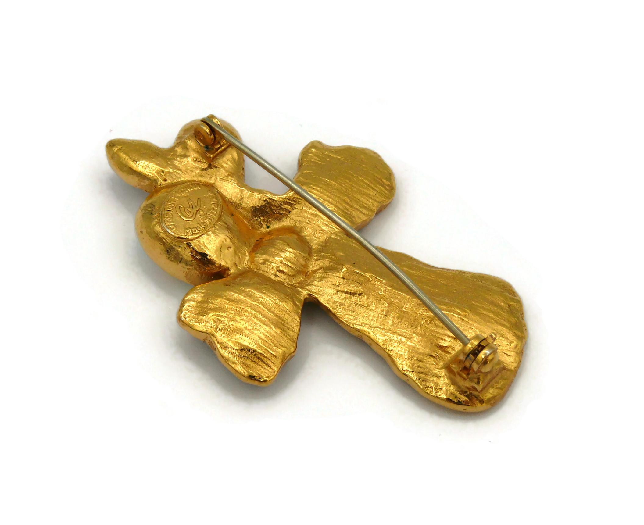 CHRISTIAN LACROIX Broche croix vintage en émail en vente 3