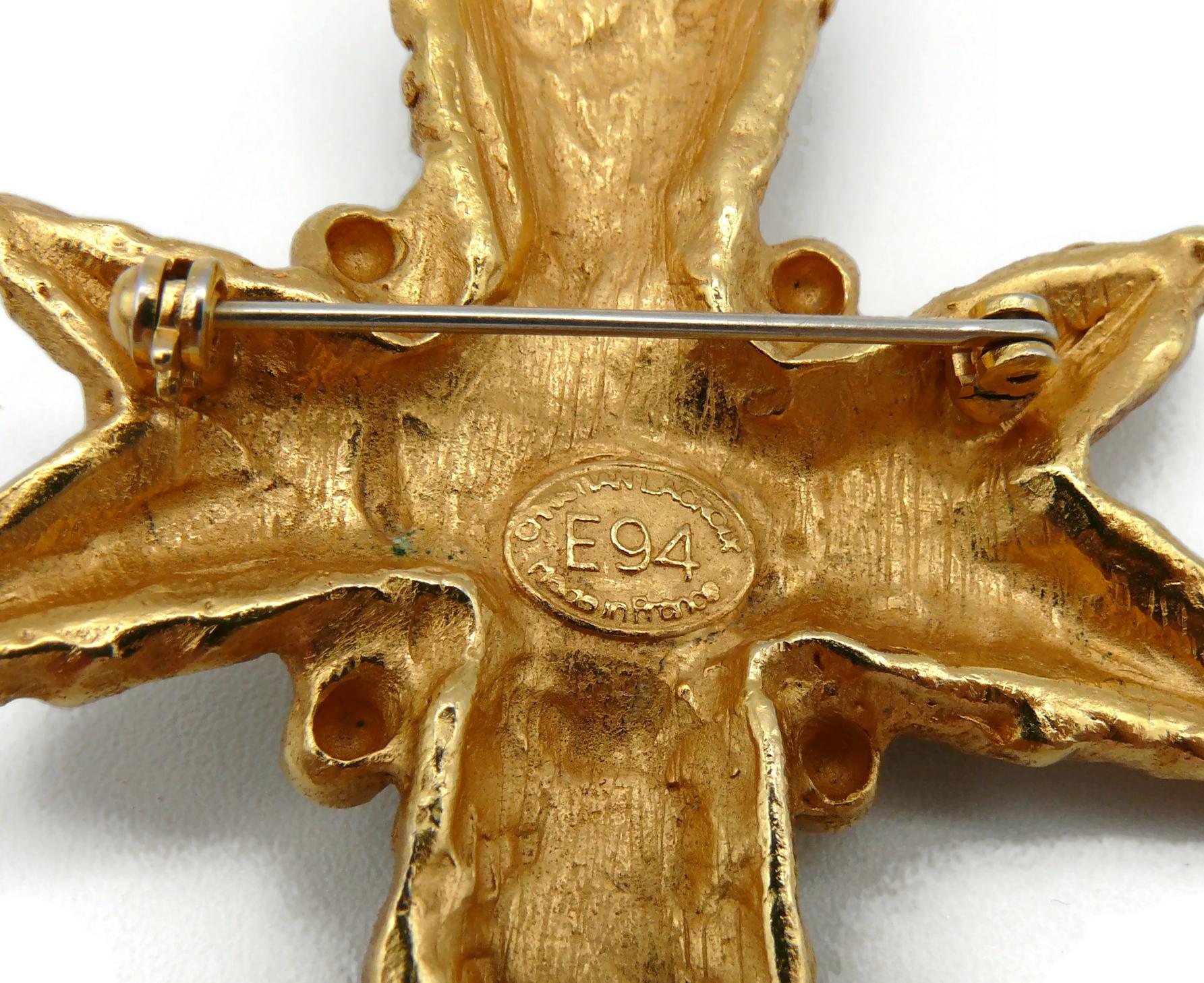 CHRISTIAN LACROIX Vintage Enamel Cross Brooch For Sale 5