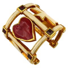 Christian Lacroix Vintage Enamel Emblems Cuff Bracelet