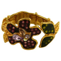 Christian Lacroix Vintage Enamel Flower Clamper Bracelet