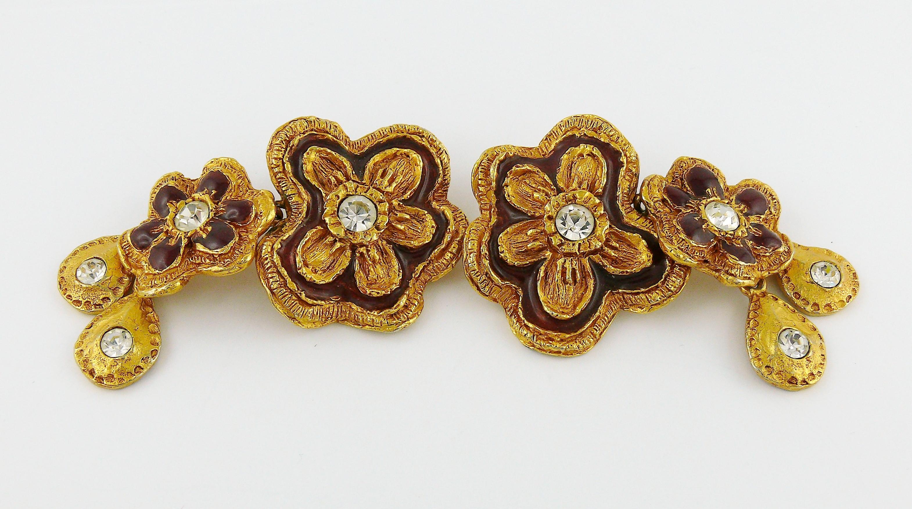 Women's Christian Lacroix Vintage Enamel Flowers Dangling Earrings