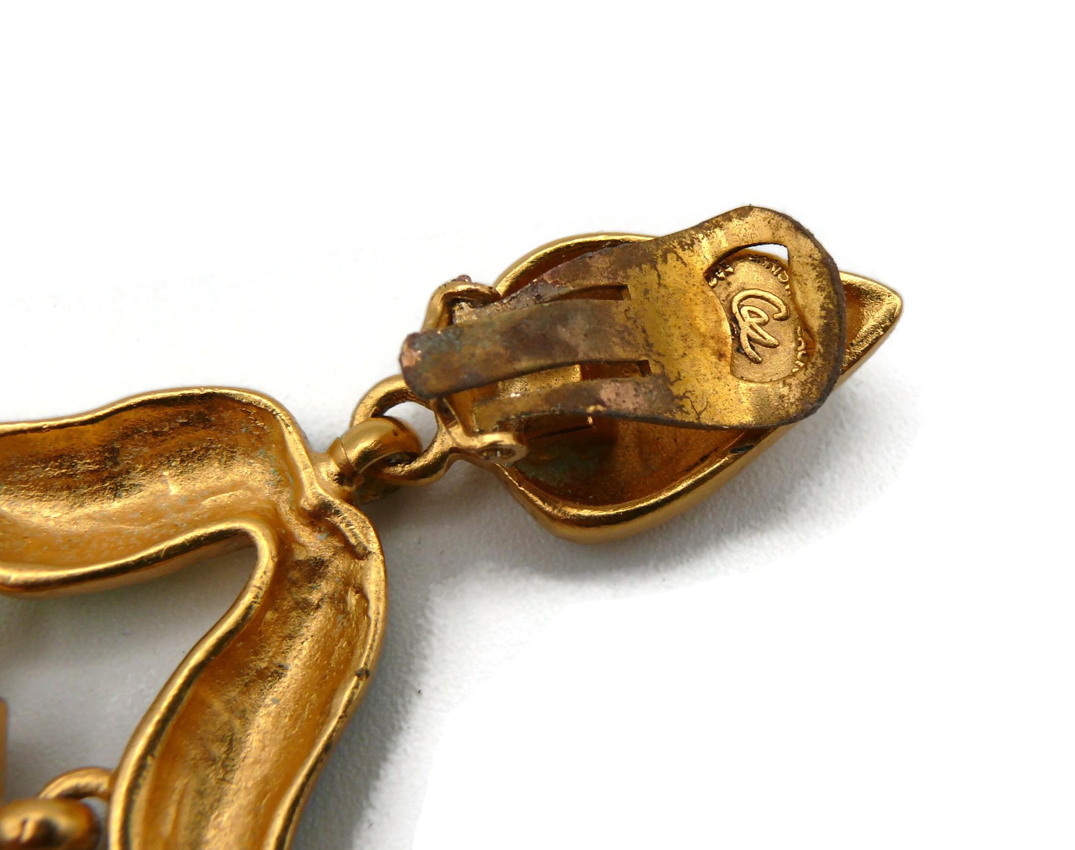CHRISTIAN LACROIX Vintage Enamel Heart Dangling Earrings For Sale 5