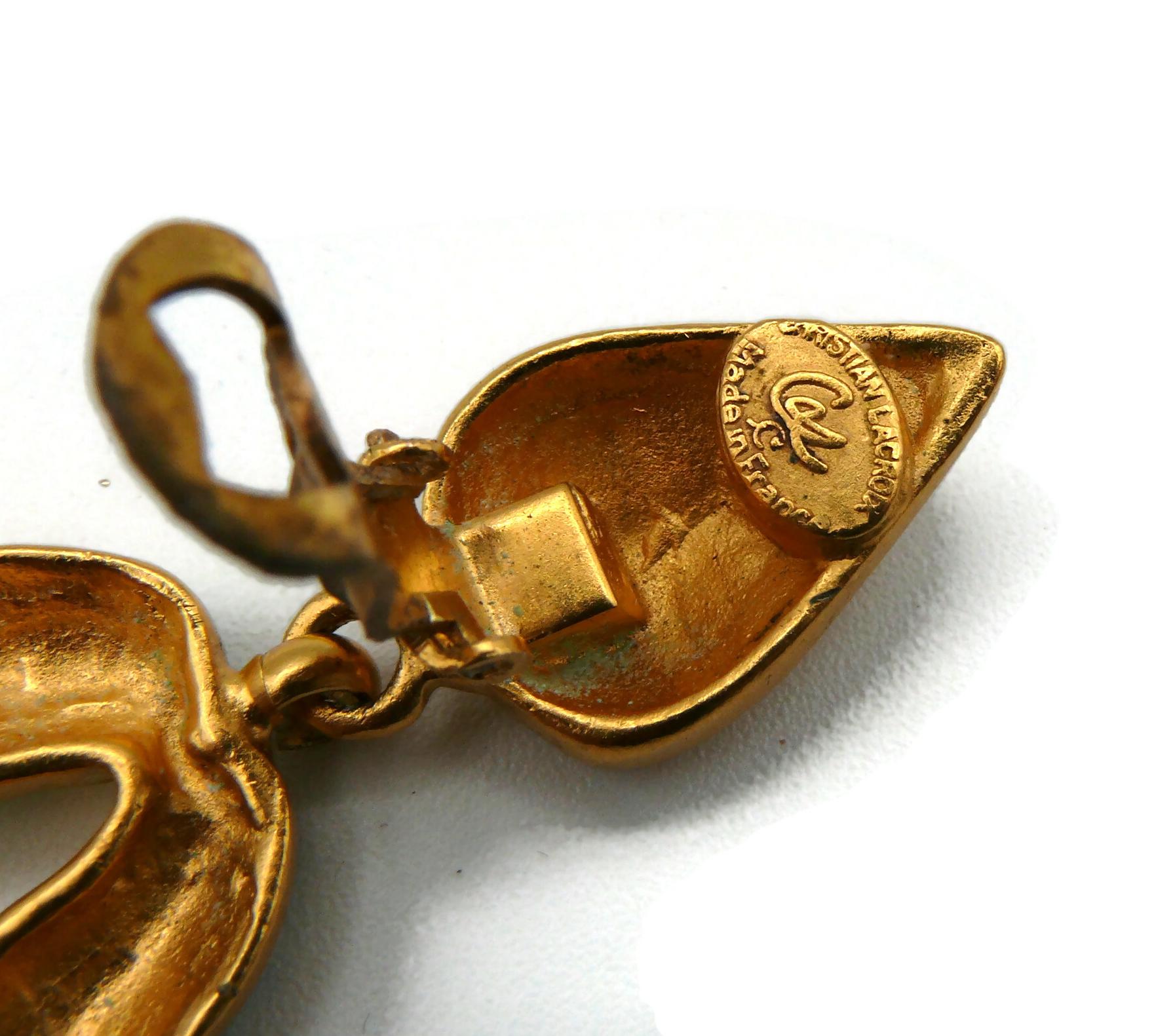 CHRISTIAN LACROIX Vintage Enamel Heart Dangling Earrings For Sale 6