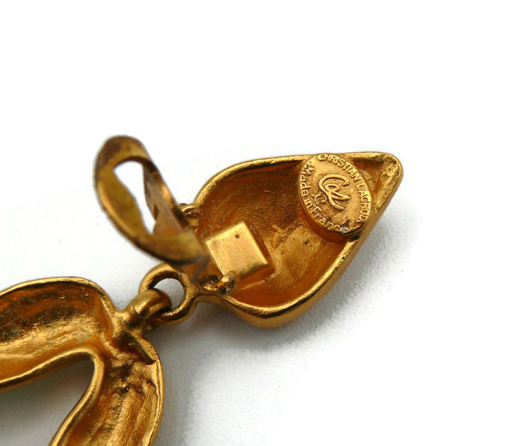 CHRISTIAN LACROIX Vintage Enamel Heart Dangling Earrings For Sale 7
