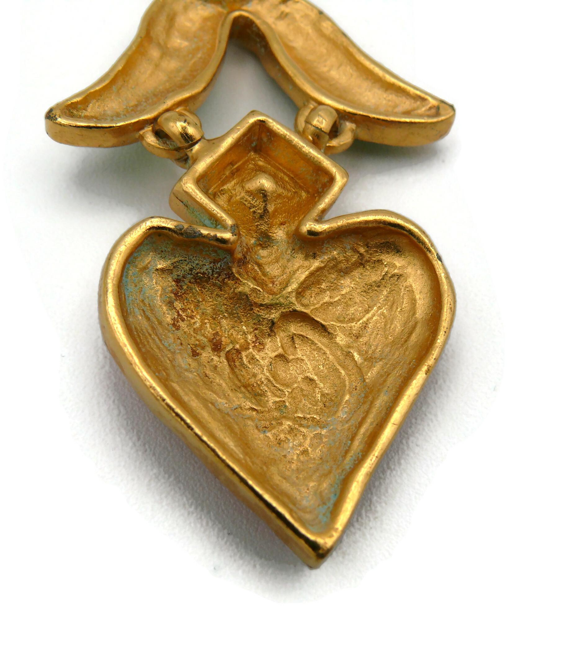 CHRISTIAN LACROIX Vintage Enamel Heart Dangling Earrings For Sale 8