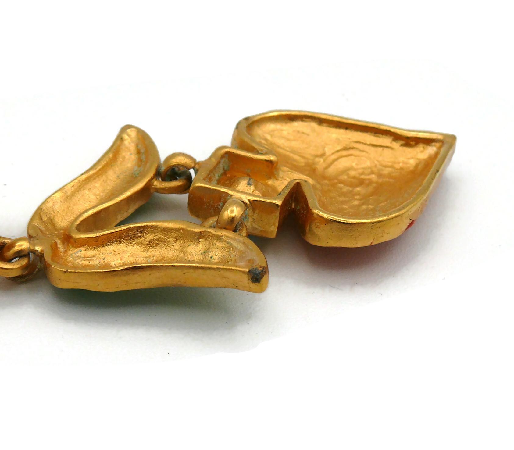 CHRISTIAN LACROIX Vintage Enamel Heart Dangling Earrings For Sale 11