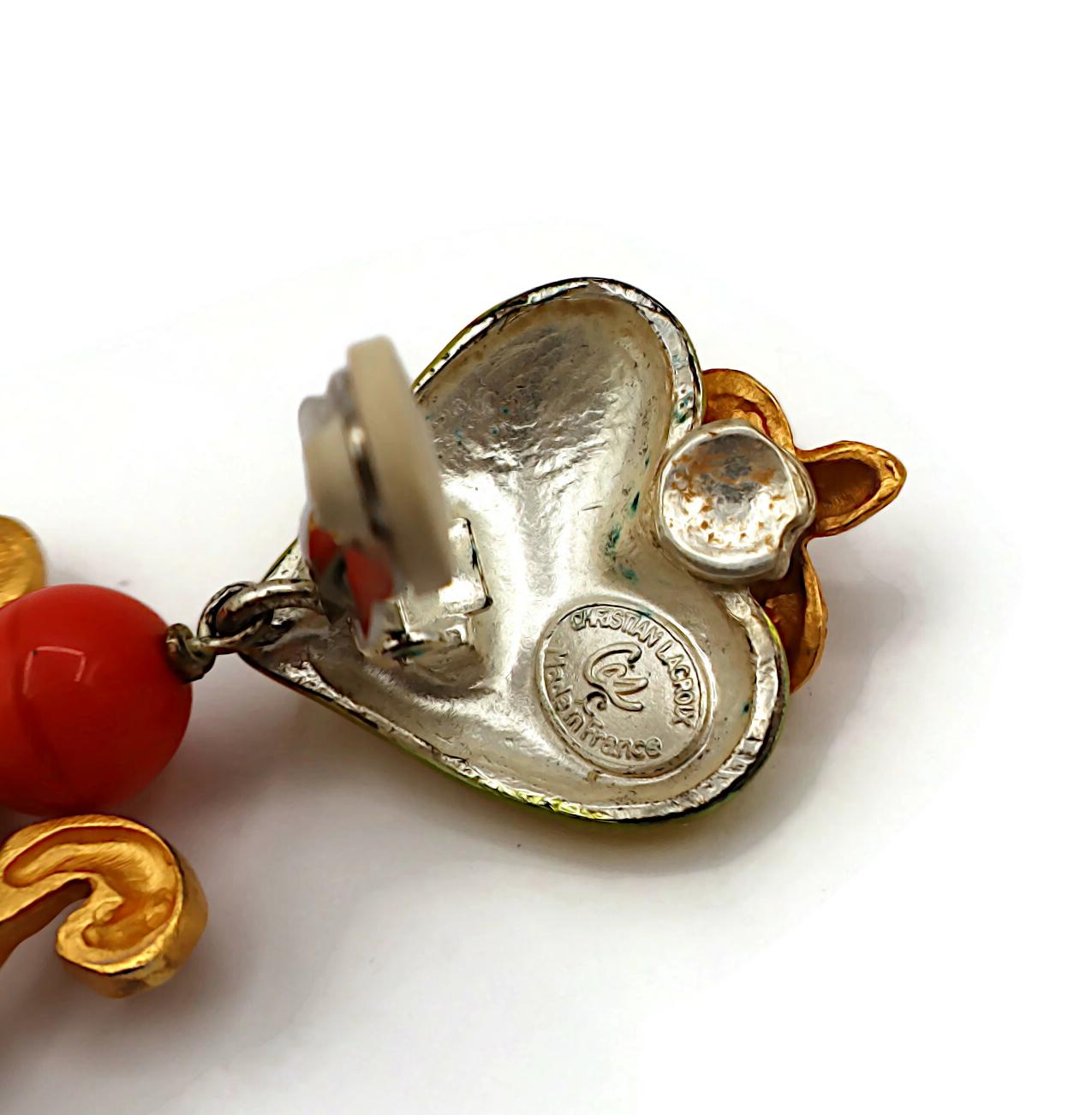 CHRISTIAN LACROIX Vintage Enamel Hearts Dangle Earrings For Sale 10