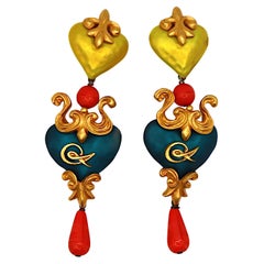 CHRISTIAN LACROIX Vintage Emaille-Herzen-Ohrringe