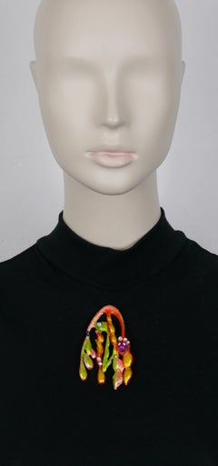 CHRISTIAN LACROIX Vintage Enameled Seaweed Dangle Brooch