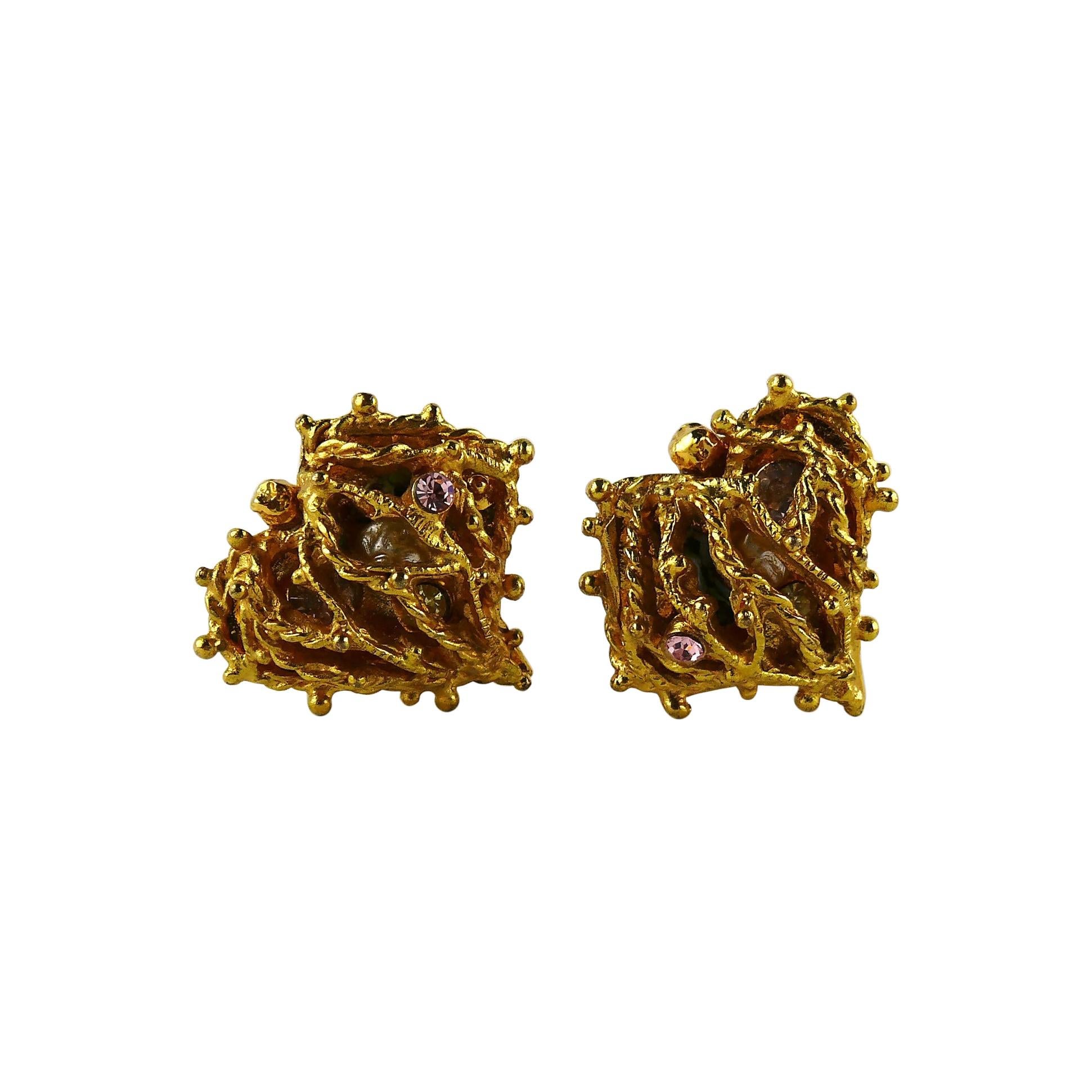 Christian Lacroix Vintage Encaged Heart Clip-On Earrings For Sale