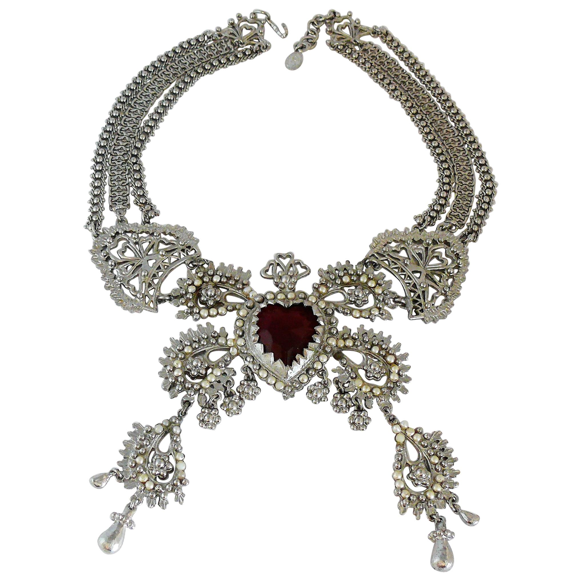 Christian Lacroix Vintage Ex Voto Sacred Heart Necklace For Sale
