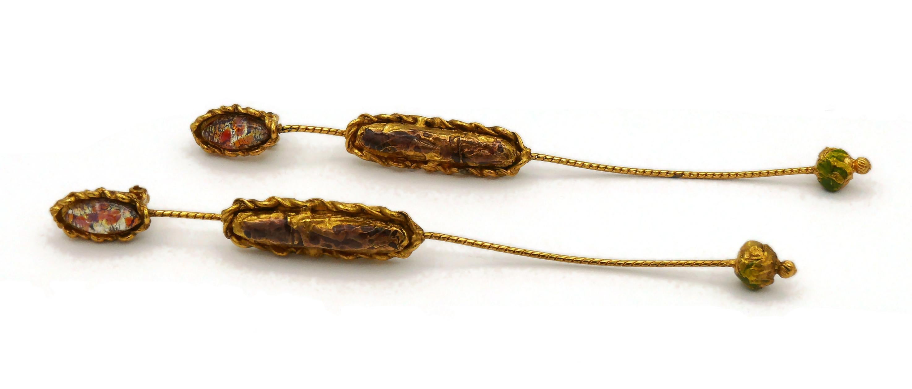 CHRISTIAN LACROIX Vintage Extra Long Dangling Earrings In Good Condition For Sale In Nice, FR