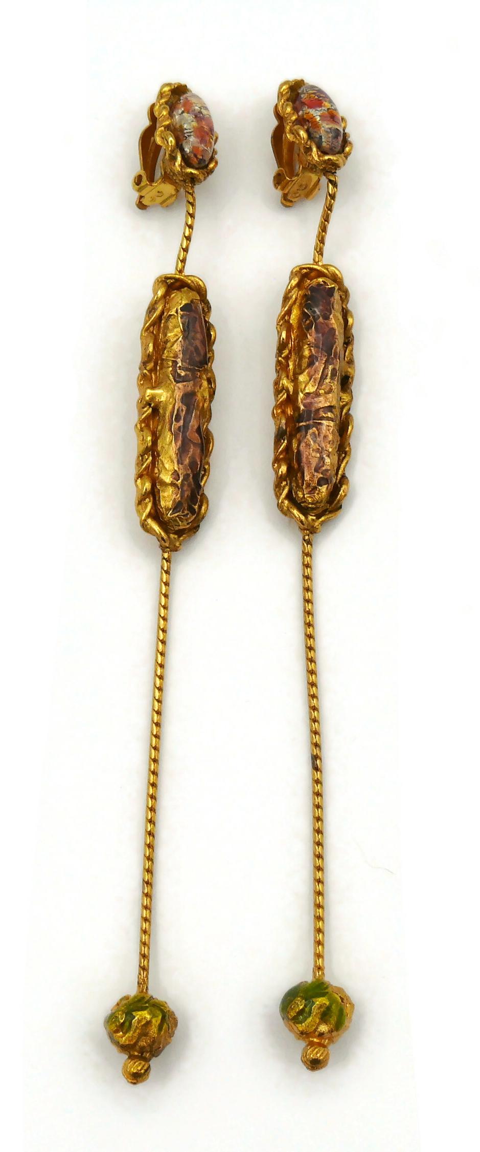 CHRISTIAN LACROIX Pendientes colgantes extra largos vintage en venta 1