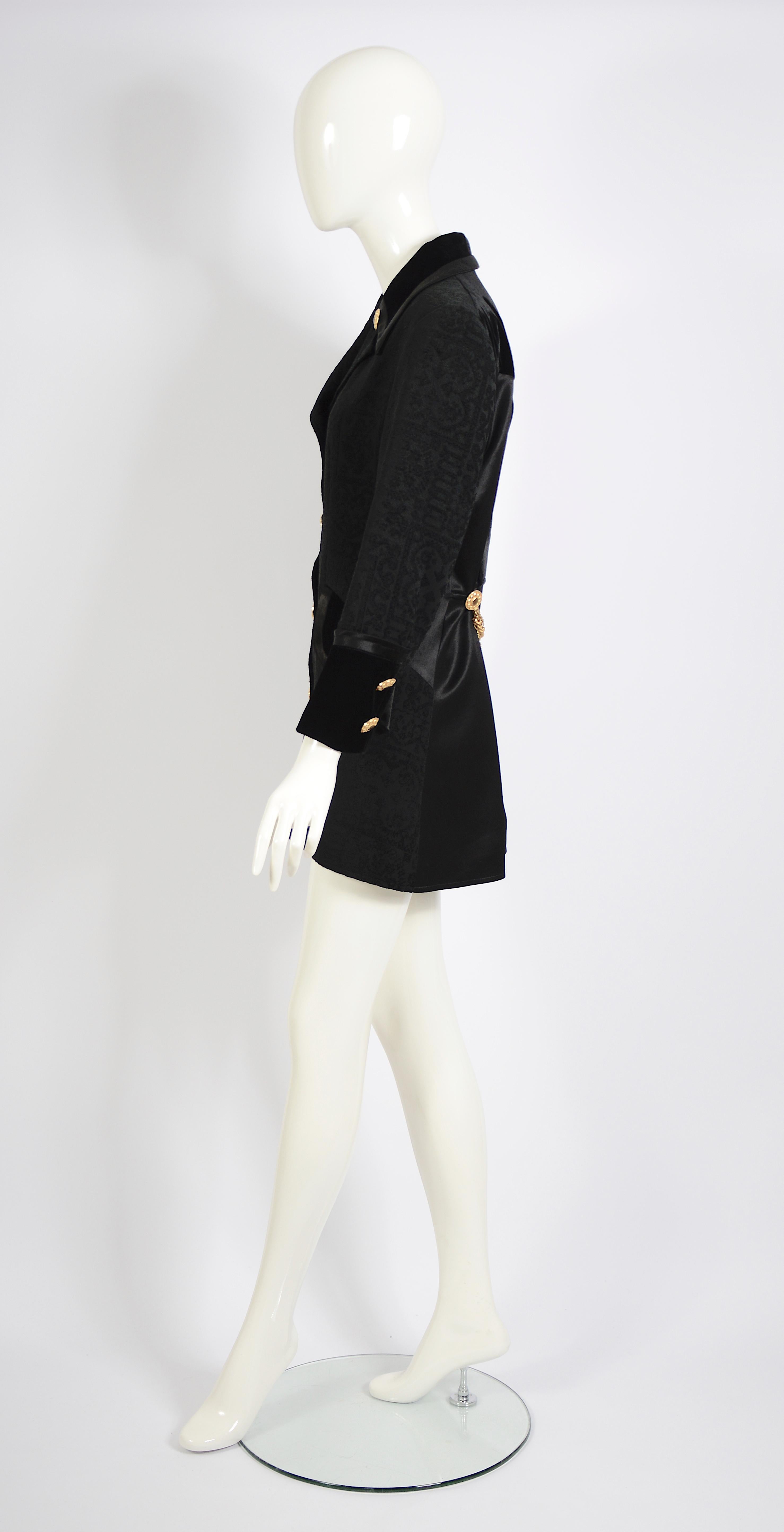 Christian Lacroix Vintage F/W 1994 Gold Buttons & Chains Black Evening Jacket 7