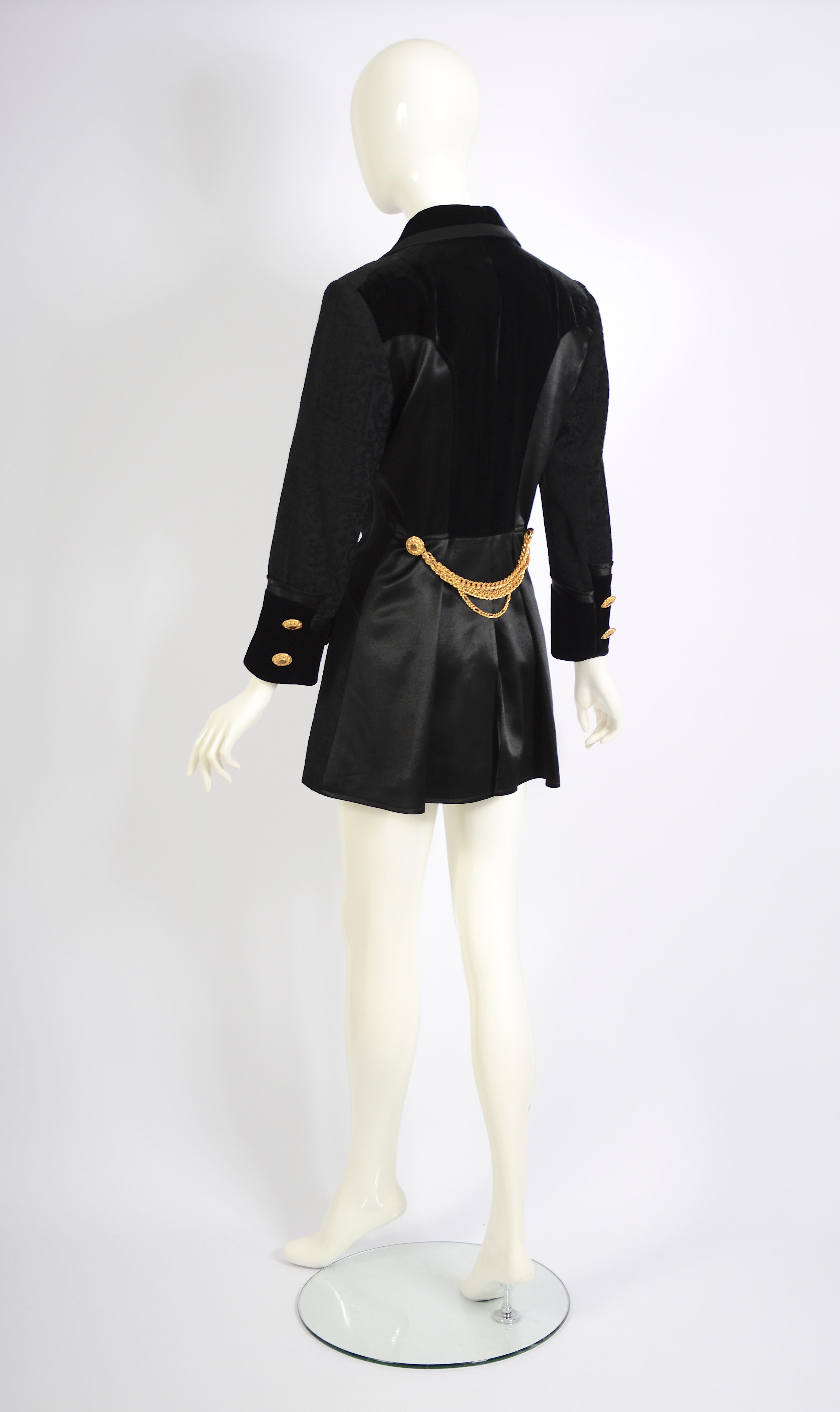 Christian Lacroix Vintage F/W 1994 Gold Buttons & Chains Black Evening Jacket 9