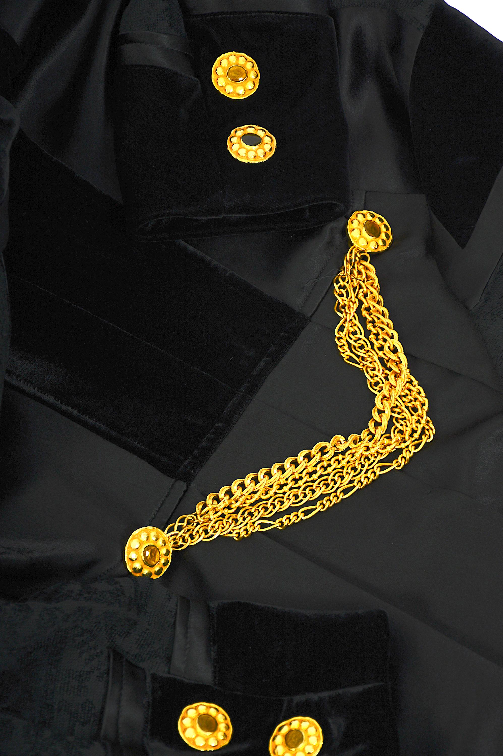 Christian Lacroix Vintage F/W 1994 Gold Buttons & Chains Black Evening Jacket 11