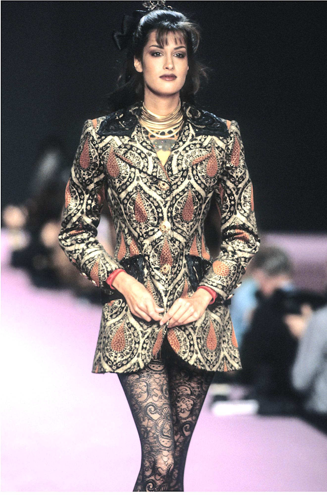 Christian Lacroix Vintage F/W 1994 Gold Buttons & Chains Black Evening Jacket 12
