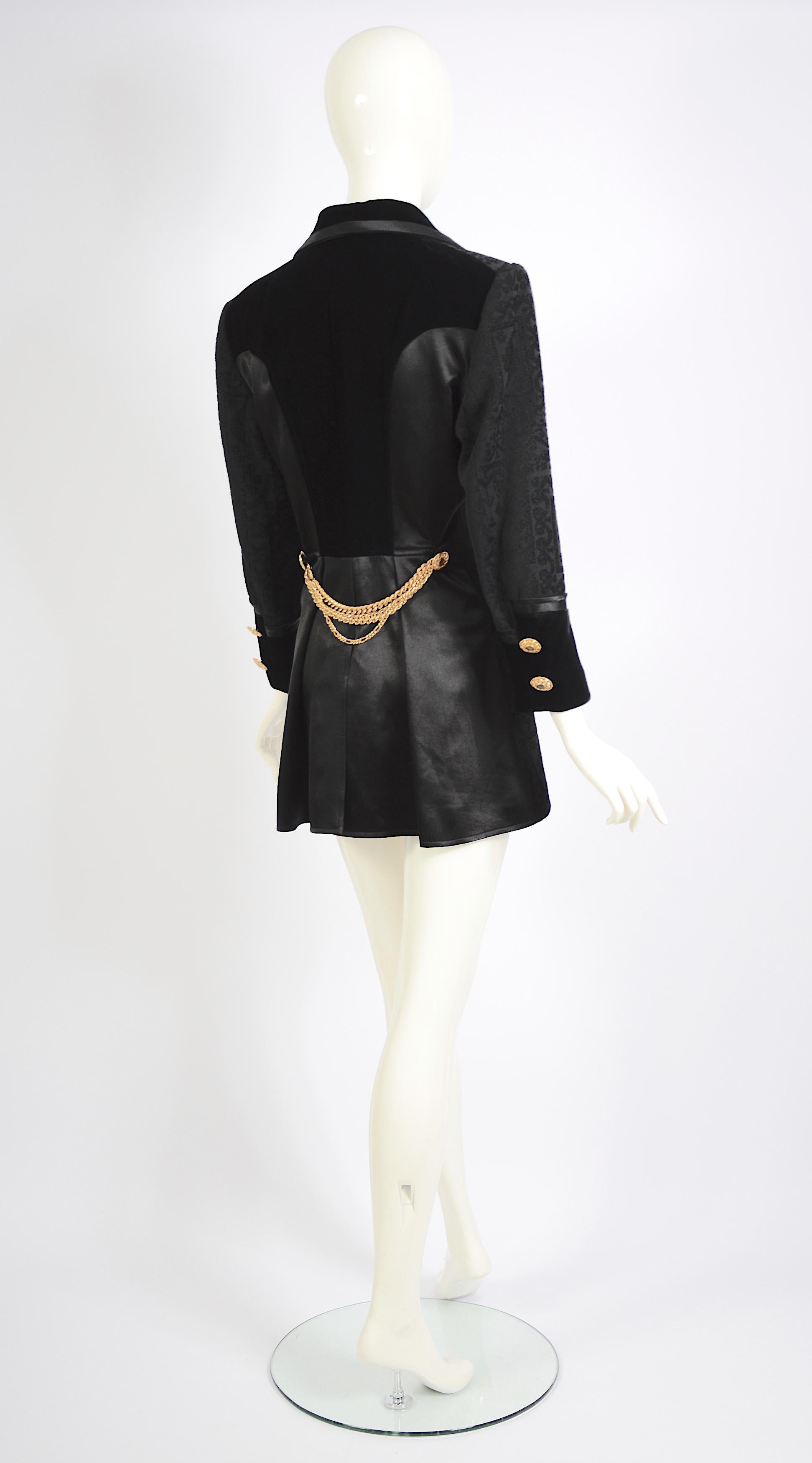 Women's Christian Lacroix Vintage F/W 1994 Gold Buttons & Chains Black Evening Jacket