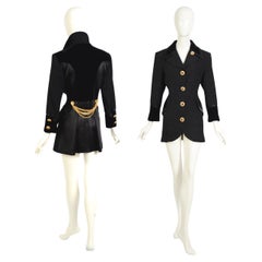 Christian Lacroix Vintage F/W 1994 Gold Buttons & Chains Black Evening Jacket
