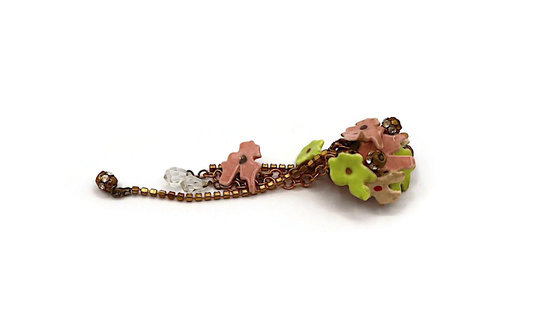 CHRISTIAN LACROIX Vintage Floral Dangle Earrings For Sale 9