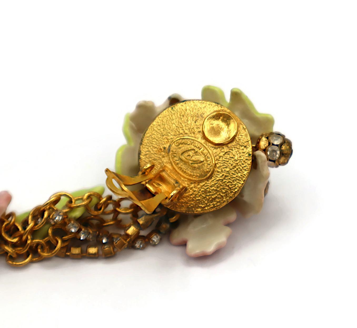CHRISTIAN LACROIX Vintage Floral Dangle Earrings For Sale 11