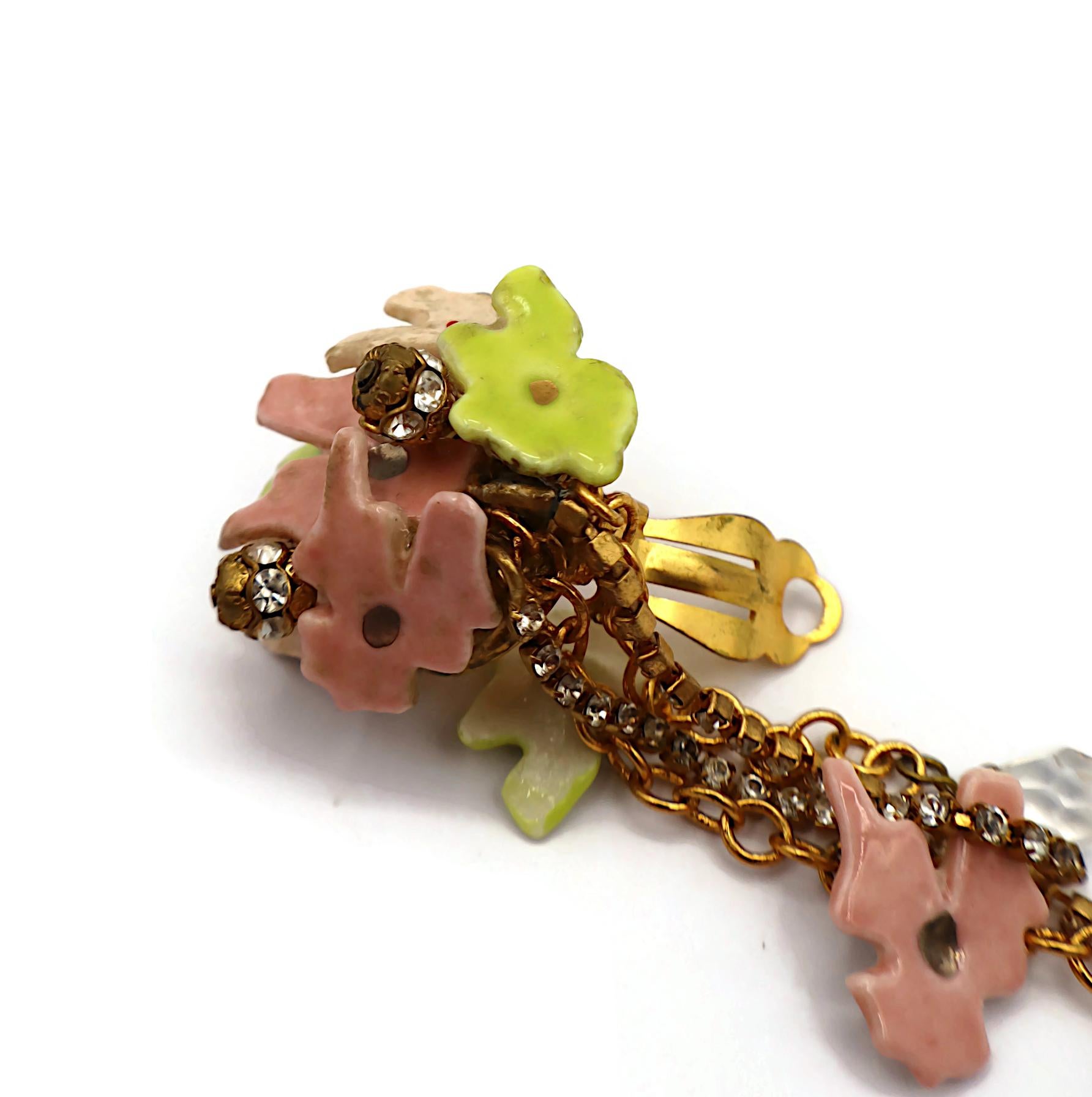 CHRISTIAN LACROIX Vintage Floral Dangle Earrings For Sale 15